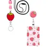 Lanyard de Silicone com Glitter de Puxar Fácil em Estoque Transfronteiriço Porta-Crachá de Acrílico Morango Porta-Cartões Feminino Alça de Pescoço