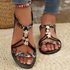 Sandalias de Playa Planas de Gran Tamaño con Banda Elástica Europeas y Americanas Transfronterizas Verano 2026 Sandalias de Moda Bohemia para Mujer