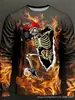 Camiseta de manga larga casual retro con calavera 3D para hombre, cuello redondo, pulóver, nuevo, transfronterizo, directo del fabricante