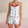 Camisola y Shorts de Pijama de Estilo de Comercio Exterior Europeo y Americano para Mujer Verano Lencería Sexy Dulce Chica Atrevida Conjunto para Estar en Casa Venta al por Mayor