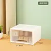 Caixa Organizadora de Gaveta Transparente à Prova de Poeira, Empilhável, Estilo Japonês Simples, Fresca e Minimalista, Armário Pequeno de Maquiagem de Dois Andares com Compartimentos Duplos para Quarto