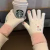 Guantes de Navidad de Muñeco de Nieve Corazón Femenino Guantes de Dedos Divididos para Pantalla Táctil Guantes de Punto Cálidos de Invierno Guantes de Ciclismo a Prueba de Frío para Mujer