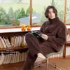 Pijama para Hombre Kexika con Cuello Alto y Cremallera Set de Felpa Gruesa Otoño e Invierno Peluche Largo Ropa de Casa Casual Se Puede Usar Afuera