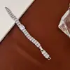 Pulseira Retangular de Zircônia com Diamantes Inteiros Transfronteiriça da Amazon Estendida Larga Joias de Moda Luxuosas Pedra Temperamento Versátil
