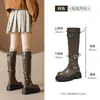 Botas Altas de Suela Gruesa para Mujer Augushiden Modelo Nuevo 2026 para Viajes a Xinjiang Botas de Jinete Adelgazantes Botas Altas Hasta la Rodilla