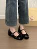Garota Escolar Gentil! Sapatos Mary Jane com Laço Costurado de Temperamento para Mulheres no Outono, Sapatos Versáteis de Salto Grosso para Estilo Noturno