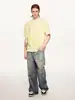 Camiseta Masculina Estilo Fino Bk Pintada à Mão 160g Algodão Puro Gradiente Verão Estilo Americano Pintada Solta Gola Redonda Manga Curta