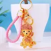 Coleção Filhote de Poodle Cravejado de Diamantes Chaveiro de Carro Metal Fofo Pingente para Bolsa Feminina Anel de Chaveiro Presente do Zodíaco
