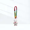 Cheongsam Estilo Chino Tela de Año Nuevo Relleno de Algodón Llavero de Conejo Colgante Retro para Bolso Cordón Accesorio Lindo Regalo