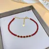 Pulsera de plata S925 con cuentas de ágata roja muy finas, año de nacimiento y Año Nuevo chino, pulsera apilada fina, exquisita y ligera, pulsera de lujo para mujer