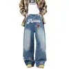Jeans da Marca Americana Retro Tendência para Homens, Calça Casual Larga Vintage, Jeans Reto Scimitar para Homens