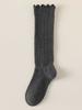 Calcetines de pantorrilla Algodón peinado Calcetines para mujer Niñas estudiantes Coreanos de moda Otoño e Invierno Cálidos Calcetines de algodón con diseño calado Calcetines largos Calcetines de felpa