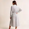 Vestido camisero de rayas con cinturón, manga larga y cuello para mujer, casual, para la oficina, para citas diarias