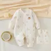 Ropa acolchada de otoño e invierno para bebé, 40 g, combinación de mameluco y chaleco, recién nacido, engrosada, algodón puro, ropa para gatear y pijamas