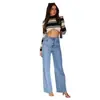 Pantalones vaqueros rectos básicos para mujer europeos y americanos de moda lavada transfronteriza de Amazon 2023