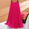 Saia plissada de comprimento médio 2026 primavera e outono novo estilo feminino cintura alta linha A emagrecedora caimento versátil sanfonada saia longa