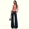 Jeans acampanados de tiro bajo retro americano para mujer, nueva colección de otoño 2026, pantalones versátiles de moda hasta el suelo A14429