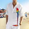 Camisa Masculina Europeia e Americana 2022 Nova Camisa Masculina Masculina Estampada Manga Longa Casual com Gola Aberta para Homens 2022