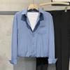 Camisa Listrada Masculina Fina Estilo Coreano Casual Leve Madura Moderna Versátil Slim-fit Jovem Manga Longa Roupa de Trabalho