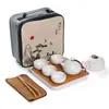 Juego de Té Portátil para Viaje Cerámica Kung Fu Set Horno Ding 1 Tetera 4 Tazas Publicidad Empresarial LOGOTIPO de Empresa Regalo del Festival del Bote del Dragón