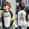 Camiseta de Manga Larga 100% Algodón para Niños con Elegante Diseño de Bloques de Color, Moderna Camiseta Raglán de Contraste de Color para Niños Pequeños y Mayores