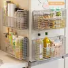 Estante de Almacenamiento para Film Transparente Canasta de Almacenamiento para Colgar en el Lado del Refrigerador Caja Organizadora de Condimentos para Huecos de Cocina sin Agujeros