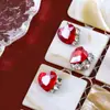 Arte de Uñas Rojo Ancla con Pedrería Producto Terminado Año Nuevo Rojo Súper Brillante Forma de Hacha Grande Grueso Ovalado Corazón Torcido Decoraciones de Uñas con Pedrería