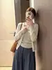 Cárdigan de Punto Negro de Cuello Redondo Estilo Coreano Old Money para Mujer Ropa de Principios de Otoño Suéter Chaqueta Ceñida Prendas de Abrigo