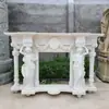 Chimenea de mármol blanco Han con relieve de ángel de estilo occidental, repisa de chimenea, interior de villa, chimenea de mármol hecha a medida