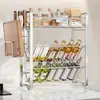 El fabricante suministra especiero de cocina de acero inoxidable, estante de almacenamiento de escritorio, estante de almacenamiento multicapa sin instalación, estante de almacenamiento para encimera