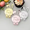 Felices Pascuas Transfronterizas Conejo de Pascua Espejo Pastel Colgante Decoración de Cupcakes Etiqueta de Regalo