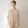 Cardigan de Tricô Feminino Sem Botões, Novo Outono/Inverno Solto Manga Longa Decote V Cor Sólida 100% Caxemira Jaqueta Suéter, Versátil