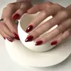 Unhas decoradas transfronteiriças, unhas postiças vestíveis pré-cortadas, pontas de unha prontas, pontas de unha artesanais para comércio exterior, adesivos de unha postiços curtos em formato amêndoa, produtos populares