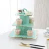 Suporte de Bolo de Papel Descartável Multicamadas Suprimentos para Festa de Aniversário Três Camadas Estampagem a Quente Decoração de Mesa de Sobremesa Bolo