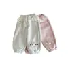 Pantalones de Chándal con Forro Polar para Niñas Transfronterizos Otoño e Invierno Ropa Nueva para Niños Encaje Dibujos Animados Pantalones Largos Elegantes Pantalones Jogger para Niños Pequeños