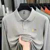 Camisa Polo Bordada Nova Transfronteiriça Masculina Manga Longa Tops Primavera e Outono Algodão Casual de Negócios Gola Manga Longa Roupas Masculinas Dropshipping
