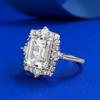 Anillo de diamante de lujo Mujing jewelry rectangular biselado para coche plano 8*10 diamante de alto carbono 6 quilates grupo de lujo incrustado plata de ley 925 anillo de diamante europeo y americano