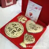 Caixa de Presente em Ouro Puro 999 Coração de Ouro Conjunto para Namorada e Esposa Presente de Dia dos Namorados Venda por Atacado