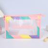 Bolsa de Cosméticos de PVC Transparente Esmerilado Color Macaron Gran Capacidad Impermeable Bolsa de Aseo Viaje Portátil Bolsa de Cosméticos
