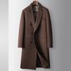 Abrigo de lana para hombre, otoño e invierno 2024, largo, cruzado, con forro extraíble, para jóvenes, de negocios.