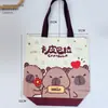 Bolsa de Lona Caricatura Gato Kate Bolso de Mano Bolso de Hombro Ligero Bolsa de Compras Bolsa para el Almuerzo Bolsa a Cuadros