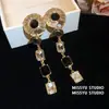 ¡Cristal del Atardecer! Pendientes de Borla Redondos y Cuadrados con Tachuelas de Diamante, Pendientes Sencillos y Elegantes con Diseño Exquisito y Versátil para Mujer