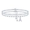 Nuevo Tobillera de Dos Capas con Colgante de Pie con Zirconia Incrustada de las 26 Letras Inglesas Amazon Cadena NK Joyería para Vacaciones en la Playa