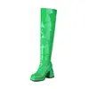 Botas altas hasta la rodilla botas talla grande 40 tubo de acero baile tacón alto 48 punta cuadrada gruesas otoño e invierno nuevas botas para discoteca europeas y americanas botas cuero charol botas de mujer