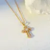 Conjunto de Colar com Pingente de Cruz Cravejado de Diamantes e Brincos, Conjunto de Joias de Luxo Leve Personalizado, Moda Transfronteiriça