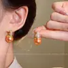 Brincos Pingente Pérola Champagne Feminino Retrô Luxo Leve Temperamento Brincos de Tarraxa Cheios de Diamante Novo Estilo Coreano Joias de Orelha de Alto Padrão