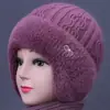 Gorro de Lana Cálido de Invierno con Felpa para Madres de Mediana Edad y Mayores, Gorro de Punto para Señoras Mayores con Protección Auditiva para el Frío al Aire Libre