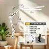 Lámpara de escritorio LED de doble cabezal para protección ocular, para la industria de la belleza y la oficina, diseño de pinza de doble escenario con brazo retráctil, fuente de luz de doble cara, regulable, se puede sujetar a libros