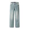 Calça Jeans Azul Denim Estilo Americano 11Kn para Homens e Mulheres, Simples Cleanfit Tendência Solta Reta Perna Larga Casual Longa com um Toque Nostálgico