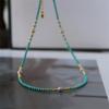 Diseño Nuevo Simple Retro Elegante Azul Turquesa Optimizado Verdadero Muchos Cáñamo Gris Collar Cadena Clavícula Perla de Agua Dulce para Mujer